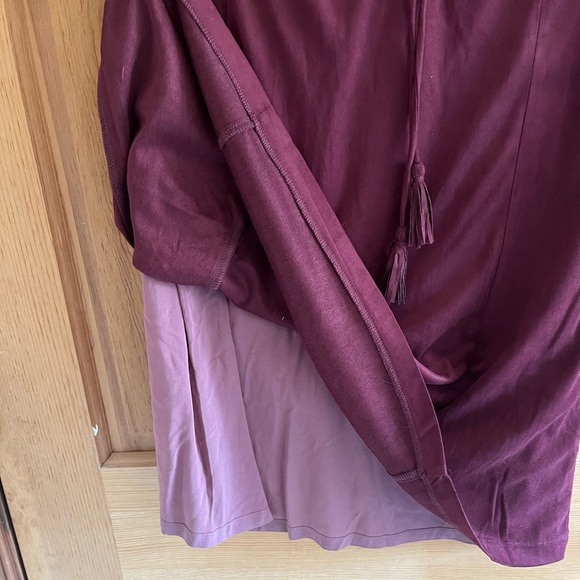 **consigned** MissMe Wine Colored Suede Mini Dress with Lace Up Chest Detail - Picture 12 of 12